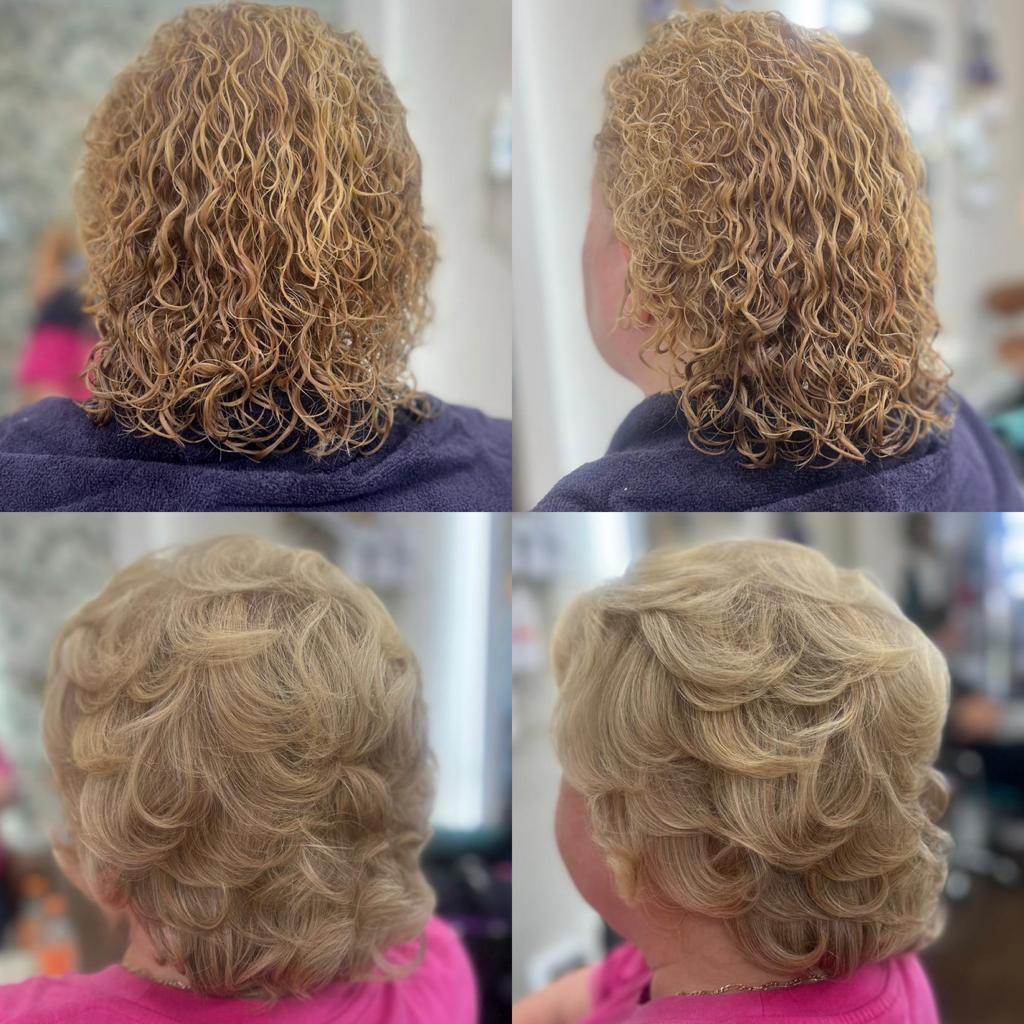 Perm and blow dry