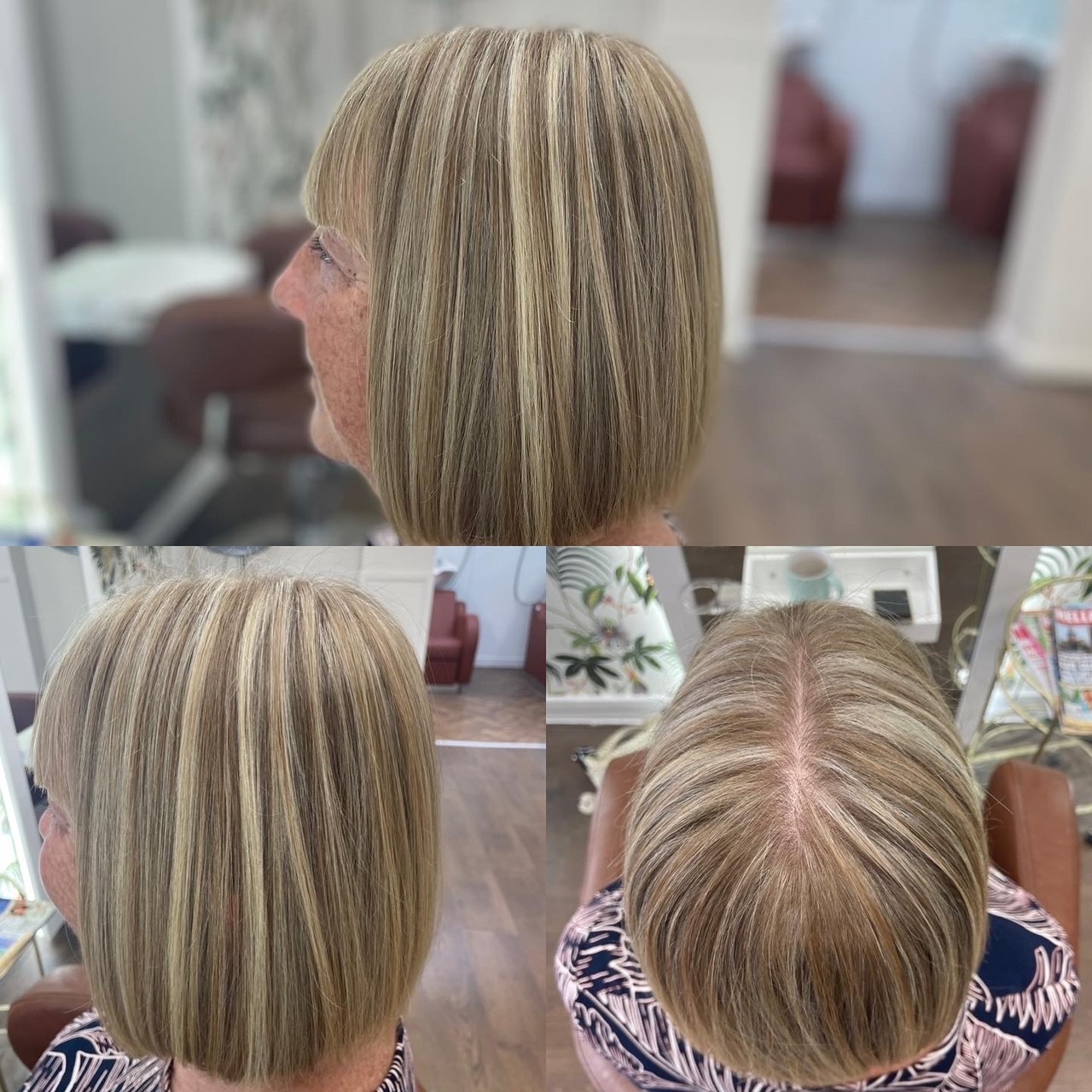 Highlights and blunt bob