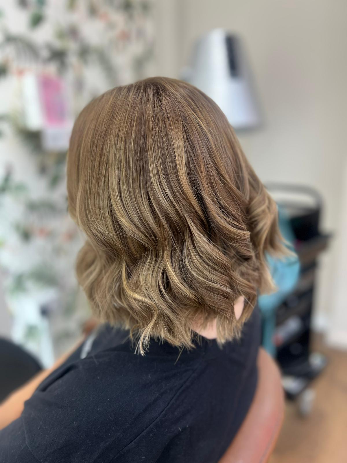 Balayage toner and curls