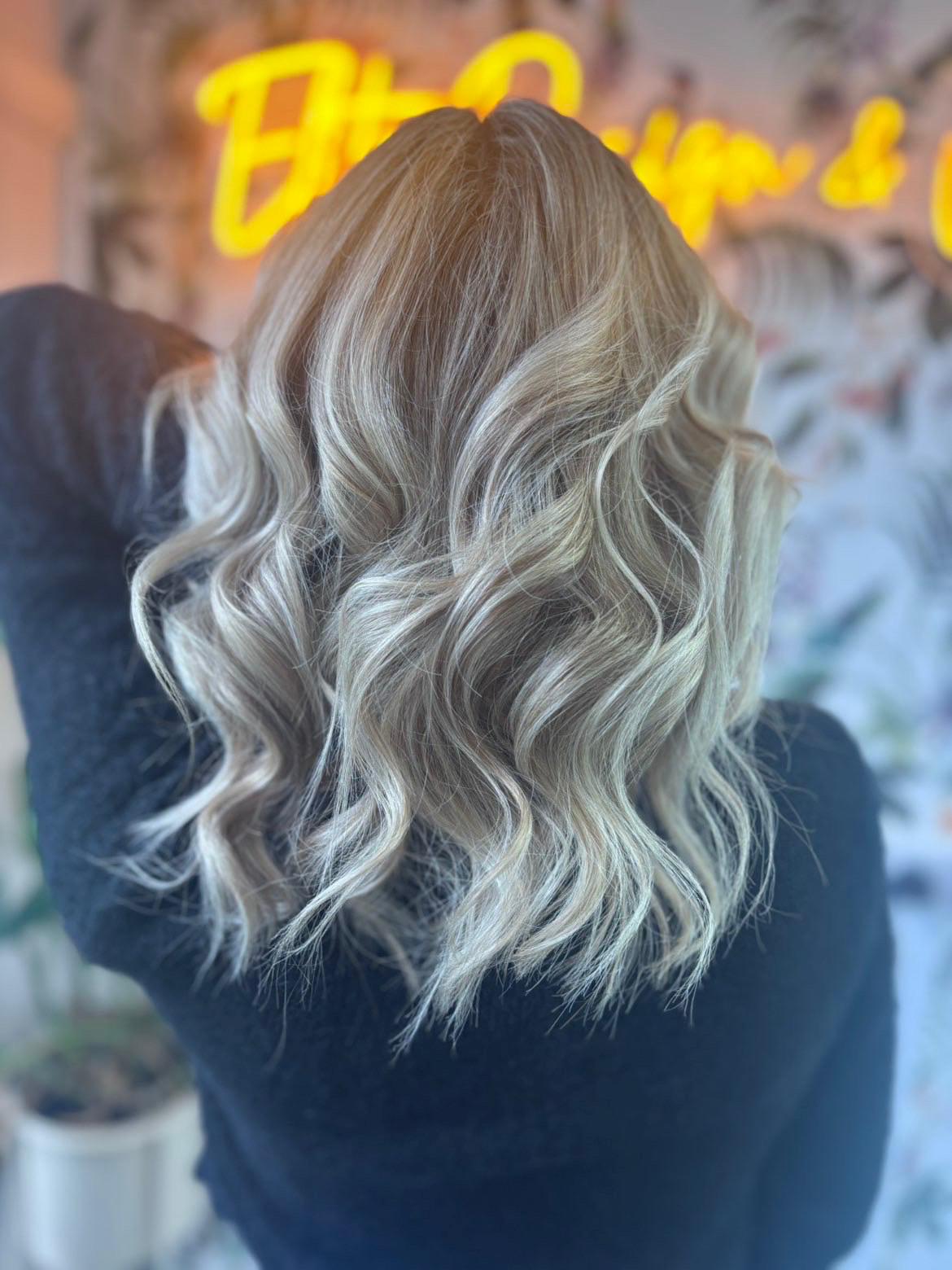 half head foils and blow dry